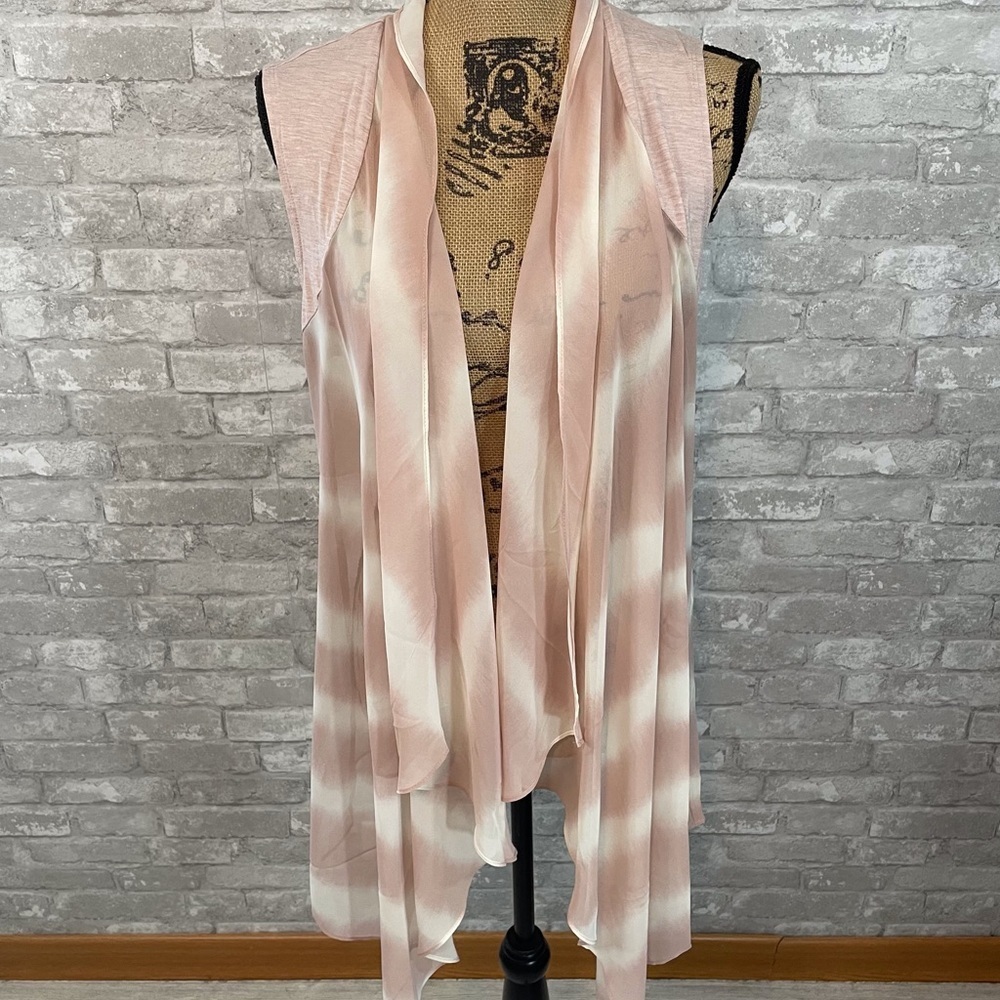 LOGO by Lori Goldstein Open Front Chiffon Vest